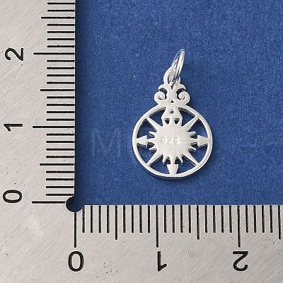 925 Sterling Silver Pave Clear Cubic Zirconia Compass Charms STER-K180-02S-1