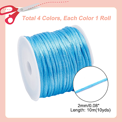   4 Rolls 4 Colors Nylon Rattail Satin Cord NWIR-PH0002-02-1
