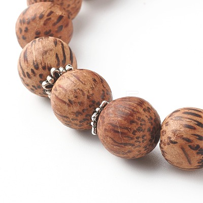 Natural Coconut Wood Beads Stretch Bracelets BJEW-JB06642-02-1