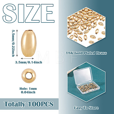 100Pcs Brass Beads KK-TA0008-90-1