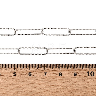 5MM 201 Stainless Steel Textured Paperclip Chain Necklaces for Unisex NJEW-K302-14P-1