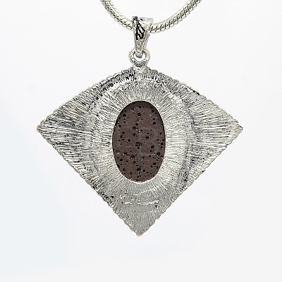 Fan Shaped Platinum Plated Alloy Lava Rock Stone Pendants G-M047-01-1