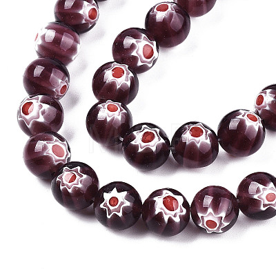 Handmade Millefiori Glass Beads Strands LK-T001-10D-1