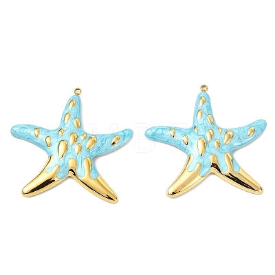Ocean 304 Stainless Steel Enamel Pendants X-STAS-T076-08B-03G-1