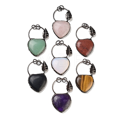 Natural & Synthetic Mixed Gemstone Heart Big Pendants G-A221-05-1