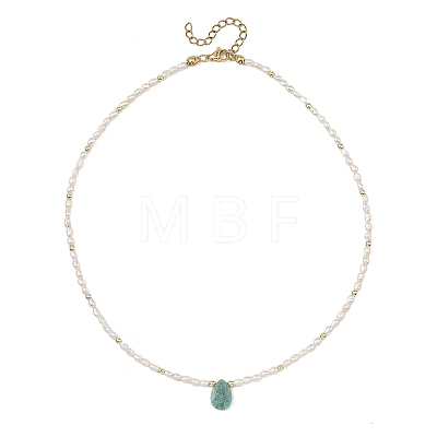Natural Amazonite Faceted Teardrop Pendant Necklaces NJEW-JN06432-1