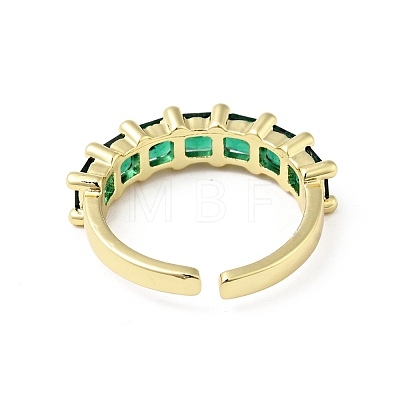 Green Cubic Zirconia Open Cuff Rings RJEW-G262-05G-1