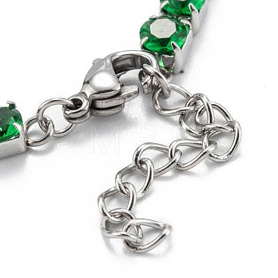 304 Stainless Steel  Rhinestones Link Chain Bracelets STAS-A052-15P-A-1