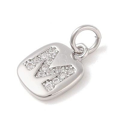 Rack Plating Brass Micro Pave CLear Cubic Zirconia Charms KK-E110-14P-M-1