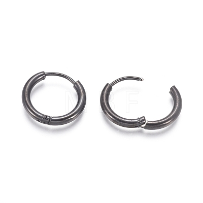 304 Stainless Steel Huggie Hoop Earrings EJEW-F111B-17mm-B-1