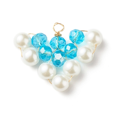 Electroplate & Pearlized Glass Beads Pendants PALLOY-JF01248-1