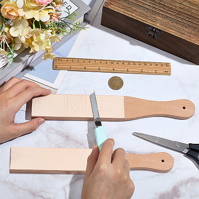 Beech Wood Leather Sharpening Board AJEW-CL0005-58-1