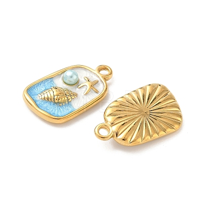 304 Stainless Steel Enamel Pendants STAS-I346-05G-06-1