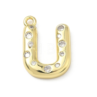 Brass Micro Pave Clear Cubic Zirconia Pendants KK-I476-02G-U-1