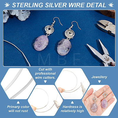 BENECREAT 1Pc Sterling Silver Wire STER-BC0002-08-1