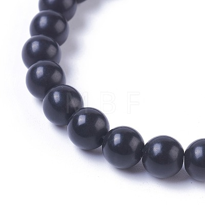 Natural Black Stone Stretch Bracelets G-K298-07-1