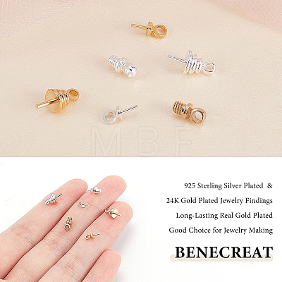SUPERFINDINGS 60Pcs 6 Style Brass Cup Pearl Peg Bails Pin Pendants KK-FH0005-71-1