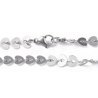 201 Stainless Steel Heart Link Chain Necklace for Men Women NJEW-I122-08P-1
