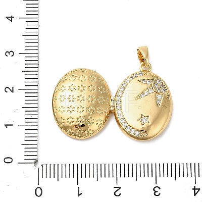 Brass Micro Pave Clear Cubic Zirconia Locket Pendants KK-P329-03G-1
