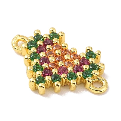 Real 18K Gold Plated Brass Micro Pave Cubic Zirconia Connector Charms KK-L209-052G-01-1