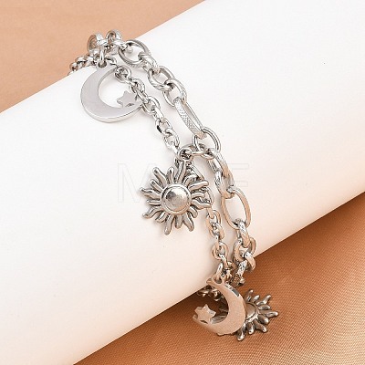 304 Stainless Steel Multi-strand Bracelets BJEW-P365-01P-1