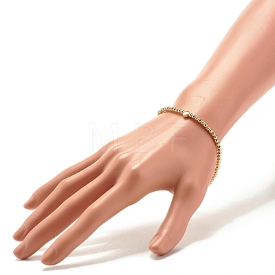 Brass Round Beaded Stretch Bracelet with Flat Round for Women BJEW-JB07607-1