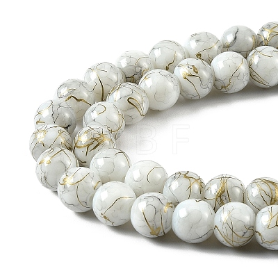 3Strands Baking Paint Glass Beads Strands DGLA-YW0001-55F-1