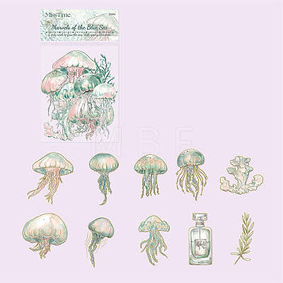 20Pcs 10 Styles Jellyfish PET Waterproof Stickers PW-WG3A630-08-1