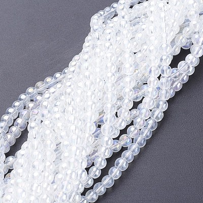 Glass Beads Strands X-GR4mm01Y-AB-1