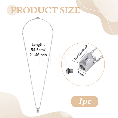 304 Stainless Steel with Clear Glass Rectangle Pendant Urn Ashes Necklaces for Women Men NJEW-WH0013-83P-01-1