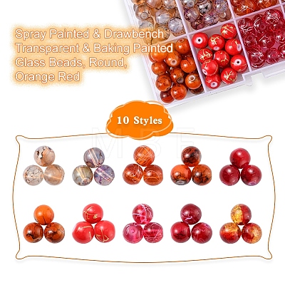 10 Style Spray Painted & Drawbench Transparent & Baking Painted Glass Beads GLAA-YW0001-26D-1