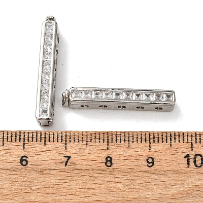 Brass Micro Pave Clear Cubic Zirconia Twister Clasps KK-K422-16P-1