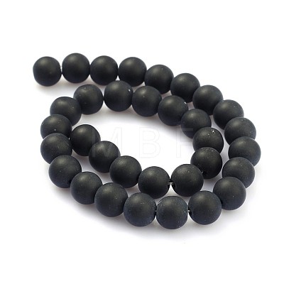 Frosted Glass Round Bead Strands GLAA-J079-02-10mm-1