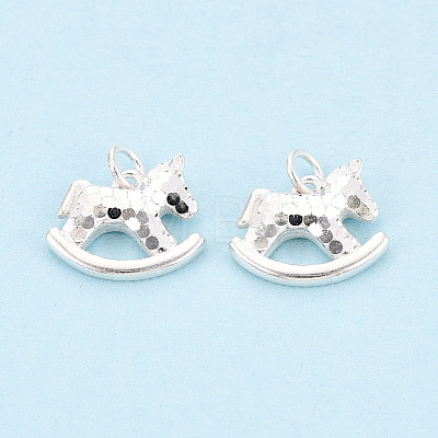 Textured 925 Sterling Silver Rocking Horse Charms STER-T009-09S-1