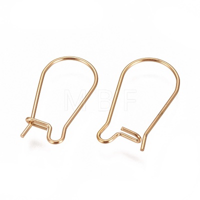 Ion Plating(IP) 304 Stainless Steel Hoop Earrings Findings Kidney Ear Wires STAS-L216-22C-G-1