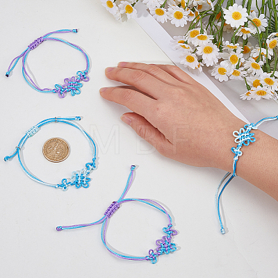 4Pcs 2 Colors Adjustable Cloth Cord Braided Bracelets for Women BJEW-FH0001-17-1