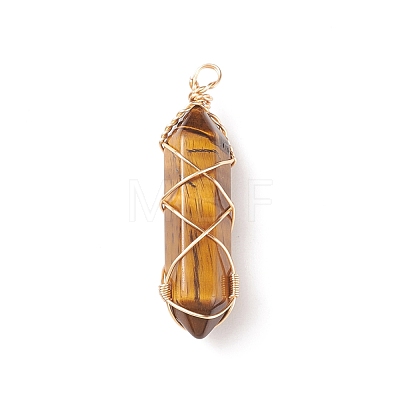 Natural & Synthetic Mixed Stone Double Terminal Pointed Pendants PALLOY-JF01743-01-1