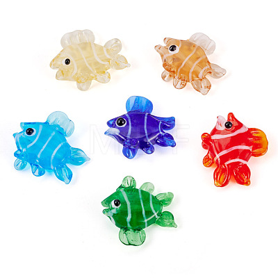 6Pcs 6 Colors Handmade Lampwork Beads Strands LAMP-TA0002-44-1