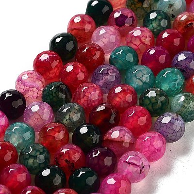 Natural Agate Round Beads Strand G-L085-8mm-01-1