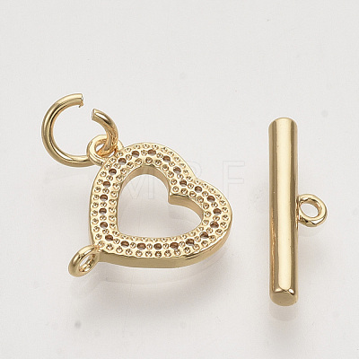 Brass Micro Pave Clear Cubic Zirconia Toggle Clasps KK-T054-13G-NF-1