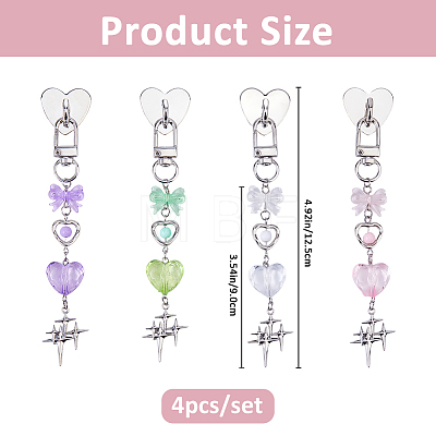 4Pcs Heart Acrylic Pendant Decorations HJEW-FH00282-1