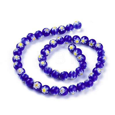 Round Millefiori Glass Beads Strands LK-P002-02-1