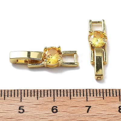 Rack Plating Brass Micro Pave Cubic Zirconia Watch Band Clasps KK-A234-016G-04-1