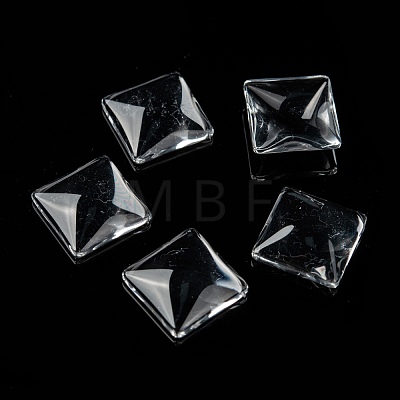 Transparent Glass Square Cabochons GGLA-S022-15mm-1
