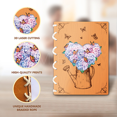 Wooden Commemorative Cards Book WOOD-WH0045-02-1