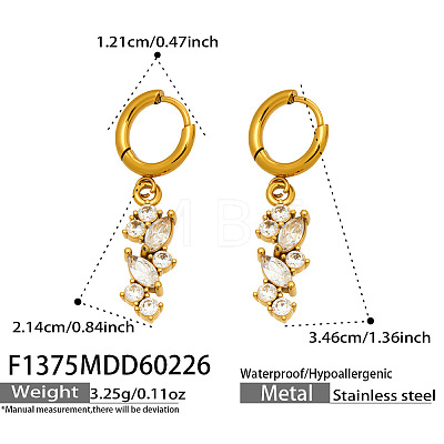 304 Stainless Steel & Clear Cubic Zirconia Hoop Earrings FS-WGFBAB4-01-1