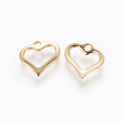 201 Stainless Steel Open Heart Charms STAS-L233-022G-1