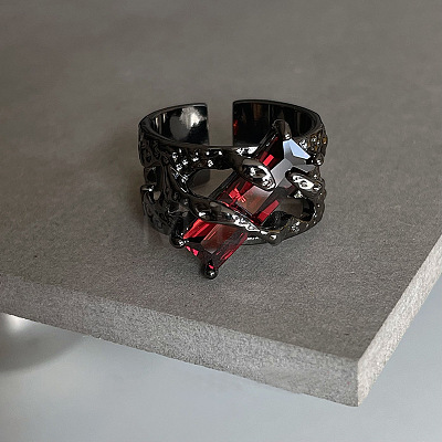 Rectangle Alloy with Rhinestone Adjustable Cuff Rings FS-WG527EA-01-1
