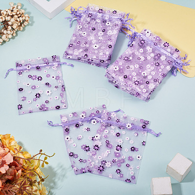 Flower Printed Organza Drawstring Bags OP-TAC0003-03-1