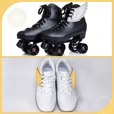 Gorgecraft 2 Pairs 2 Colors Cloth with Felt Roller Skate Shoe Charm Wings DIY-GF0007-11-1